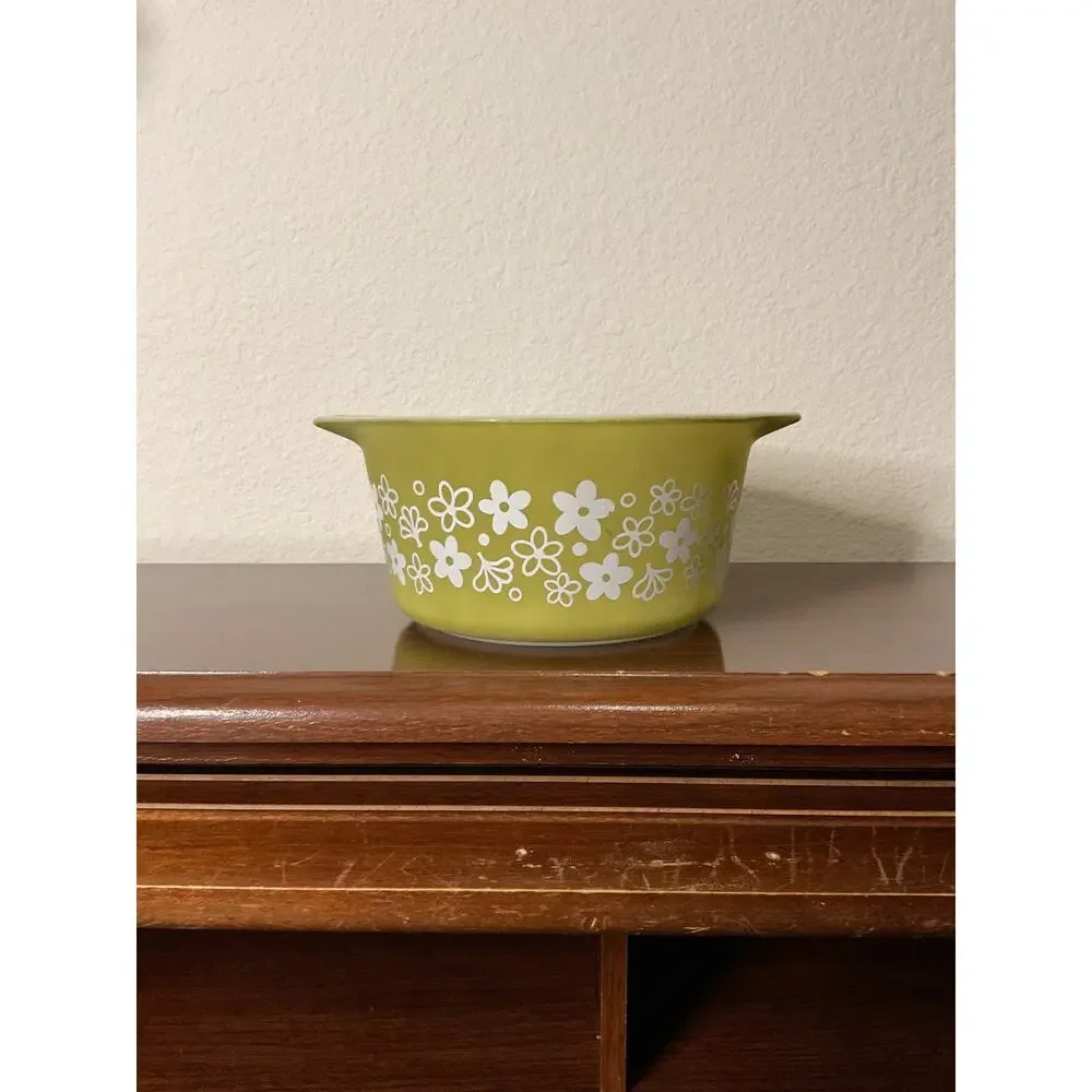 Vintage spring blossom crazy daisy Pyrex 1qt 473 casserole DISHWASHER DAMAGED